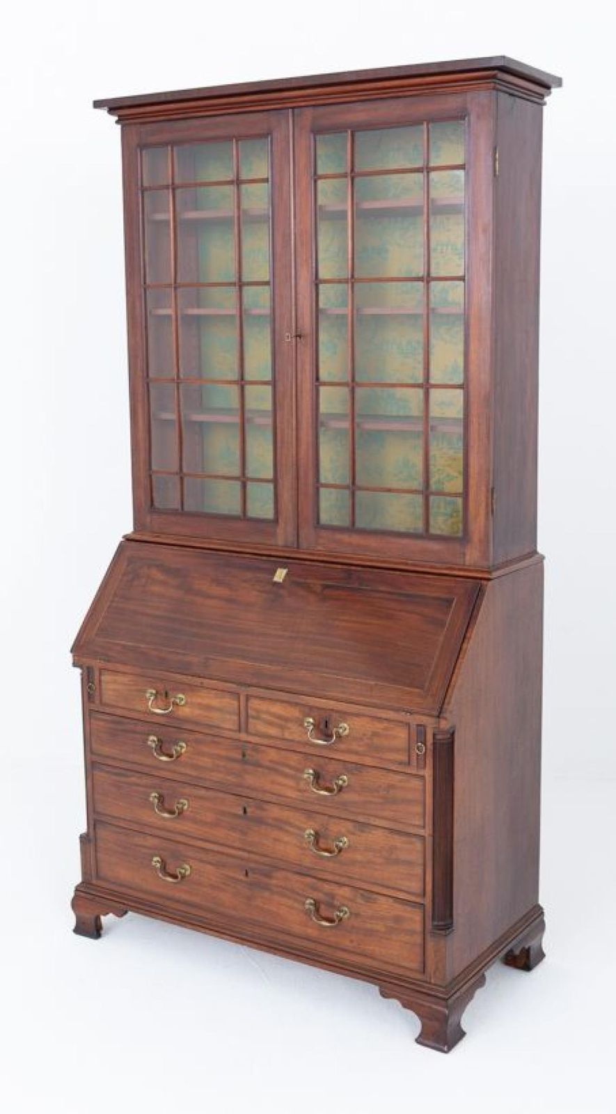 Georgian Bureau Bookcase Mahogany Library Cabinet 1800.