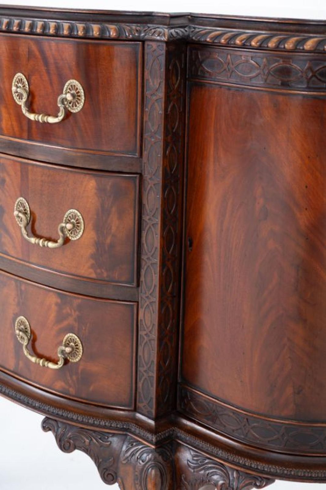 Chippendale Side Cabinet Chest Drawers Mahogany.