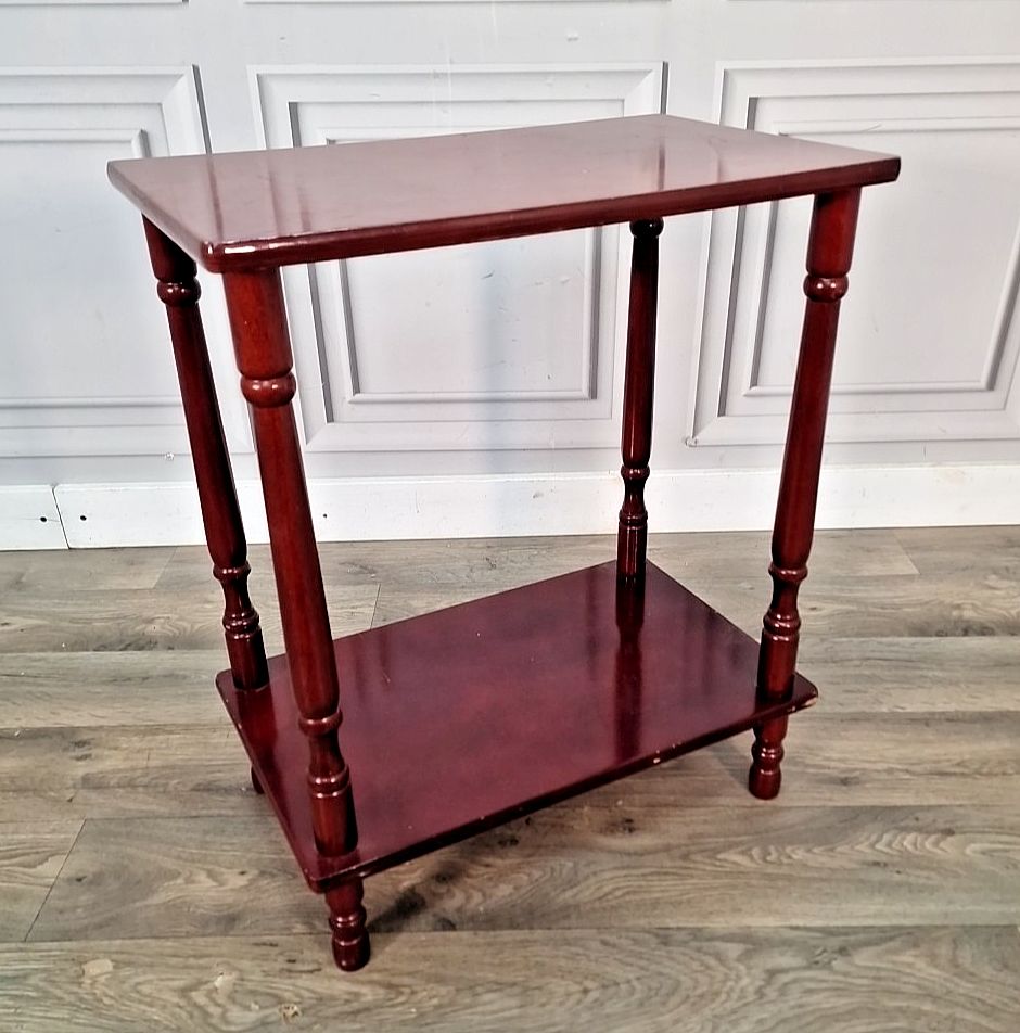 Vintage Hall Side Table Turned Legs Mahogany Finish Telephone Occasional