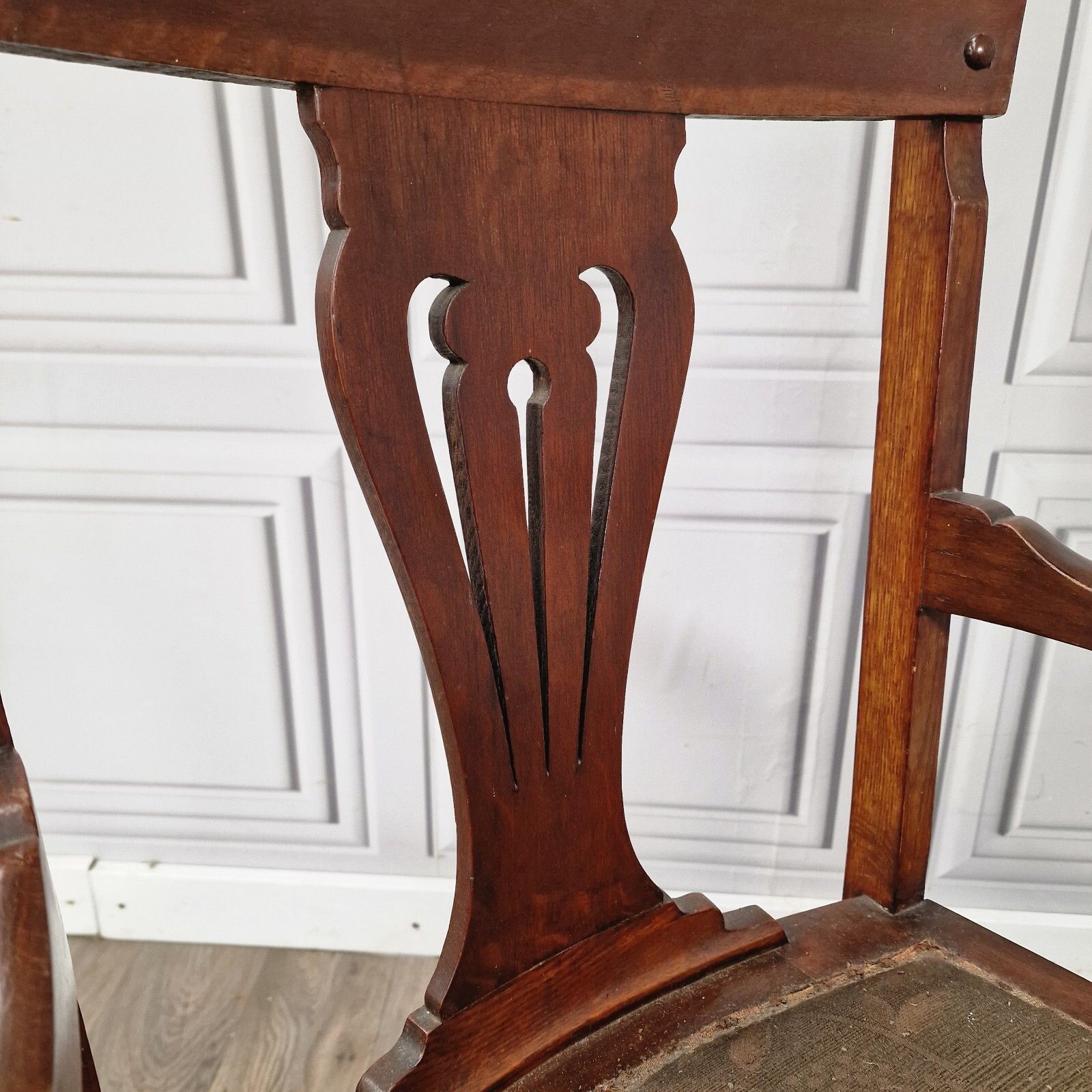 photo vinterior Antique High Back Armchair Turned Chair Arts & Crafts Carver Art Nouveau