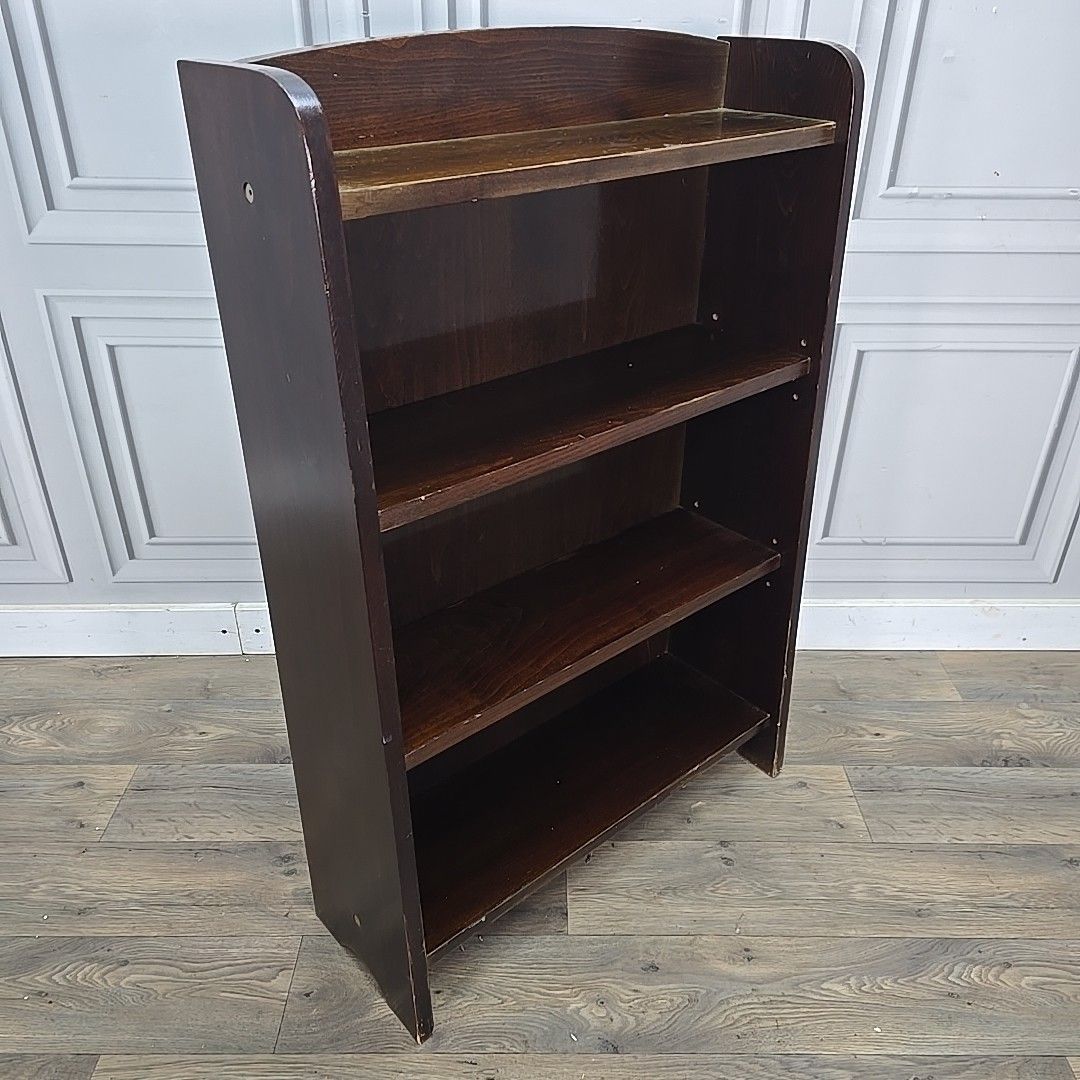 Retro Vintage Wooden Bookcase Bookshelf – Mid Century Shelving Unit Utility photo for sale