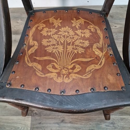Antique Wooden Rocking Chair Moulded Panelled Seat  Turned Frame Victorian photo vinterior