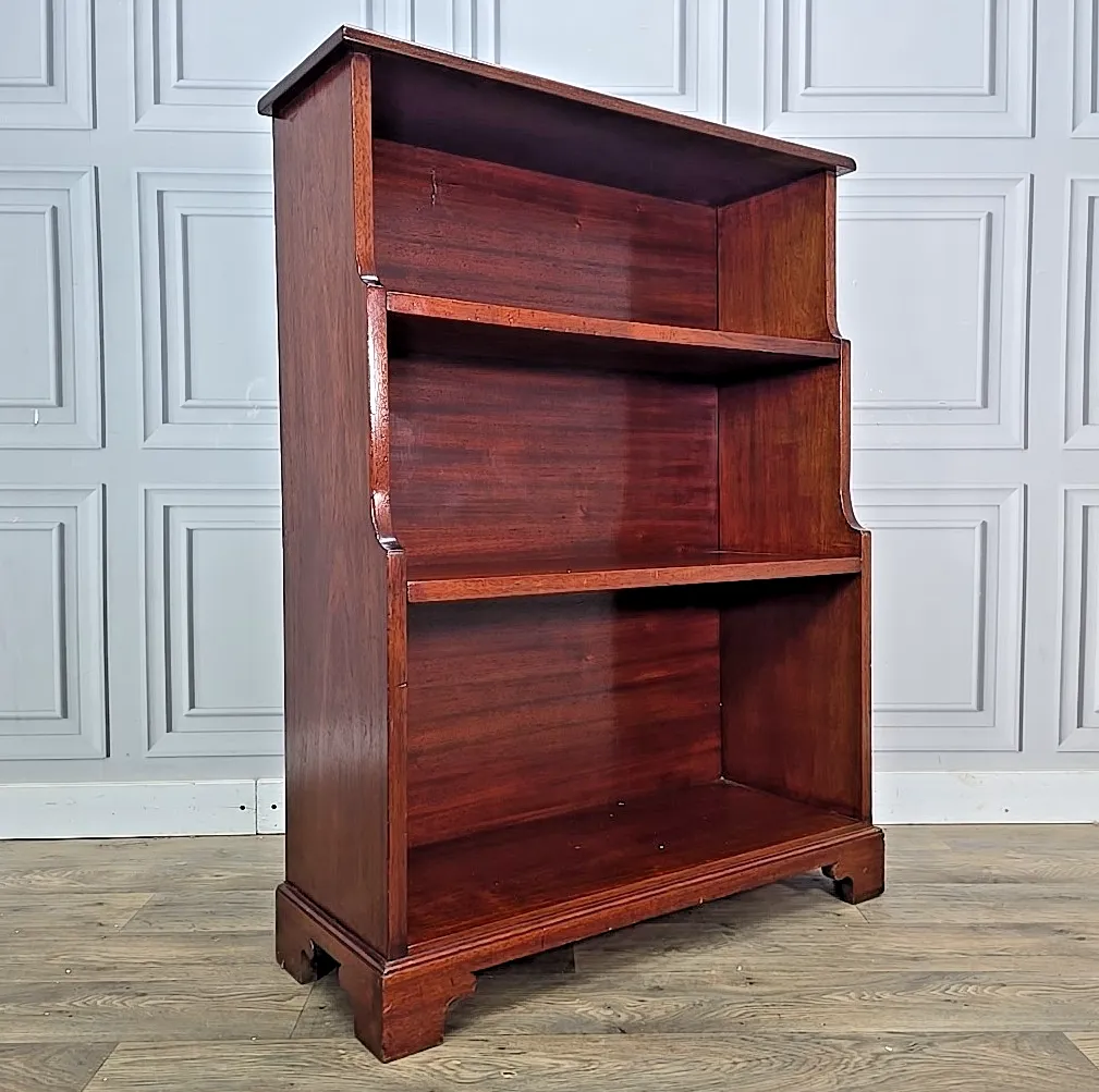 Antique Waterfall Bookcase – Three Tier Bookshelf Mahogany Solid Wood Shelving