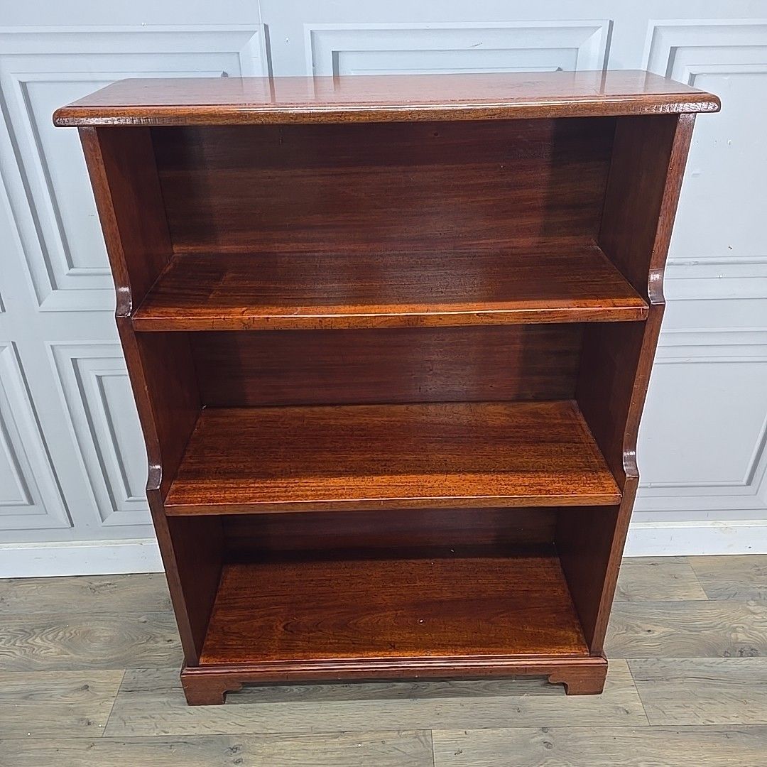 340.0 Antique Waterfall Bookcase – Three Tier Bookshelf Mahogany Solid Wood Shelving photo