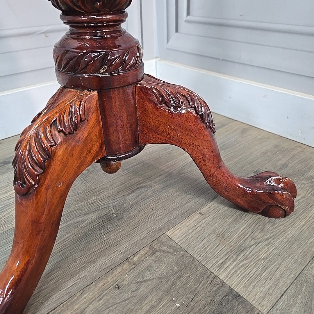 Antique Mahogany Wine Table Tilt Top – Carved Ball Claw Feet Chippendale photo 330.0