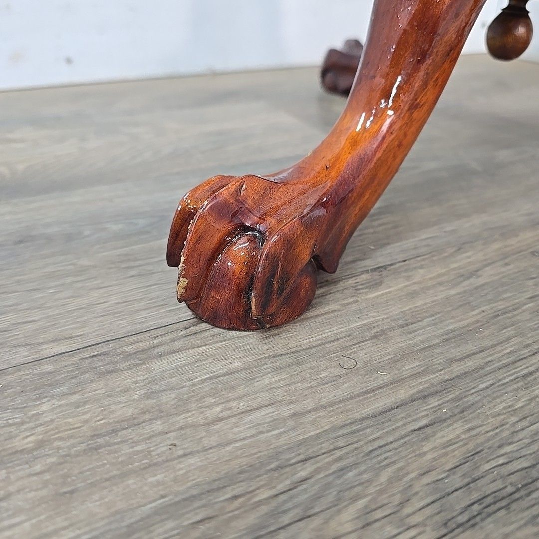 Antique Mahogany Wine Table Tilt Top – Carved Ball Claw Feet Chippendale photo vinterior