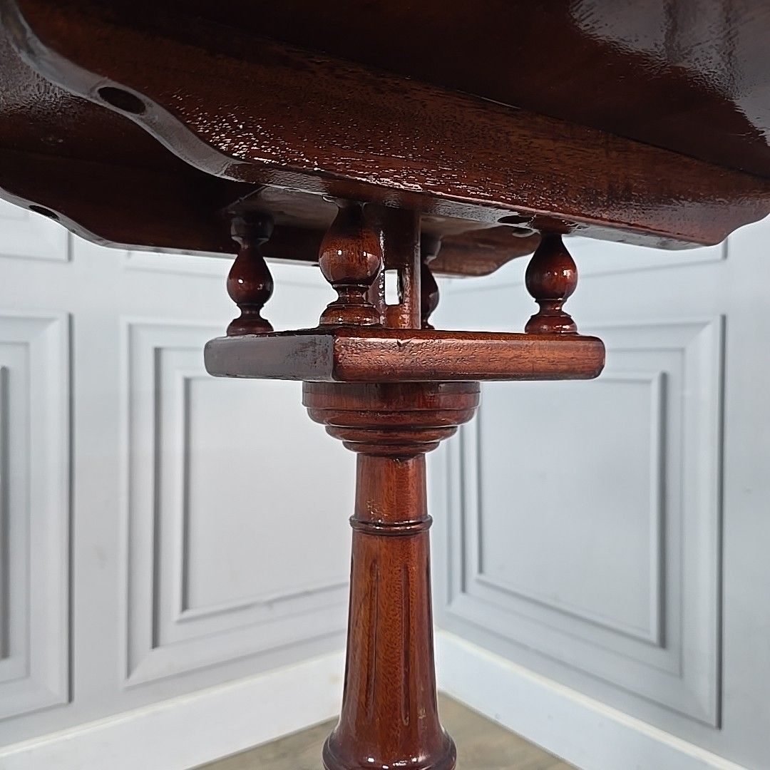 photo furniture Antique Mahogany Wine Table Tilt Top – Carved Ball Claw Feet Chippendale