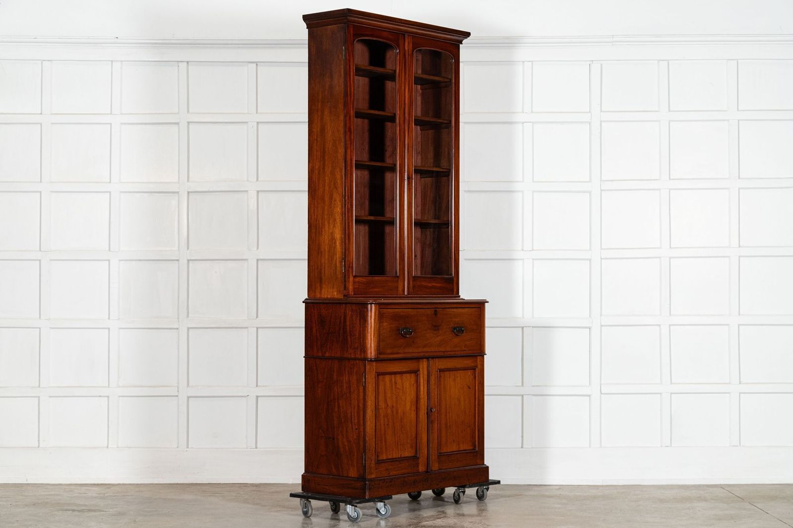English 19thc Mahogany Bookcase Secretaire photo for sale