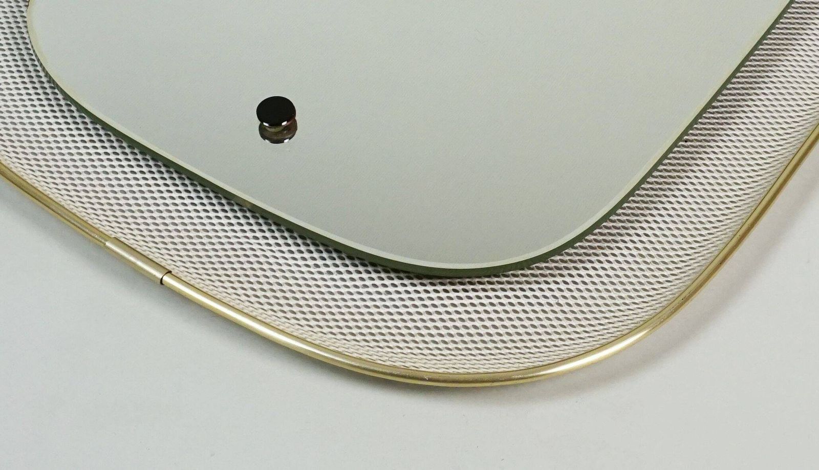 Beautiful 1950s Wall Mirror In Mid Century Modern Style With A Metal Mesh And Brass Frame photo Home Decor