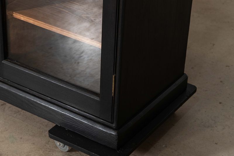 photo for sale Large English Ebonised 19thc Pine Glazed Dresser