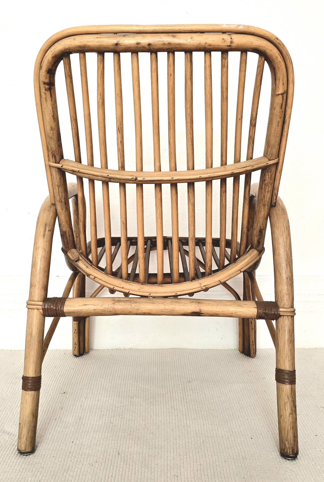 Mid Century Italian Bent Bamboo & Leather Lounge Chair photo for sale