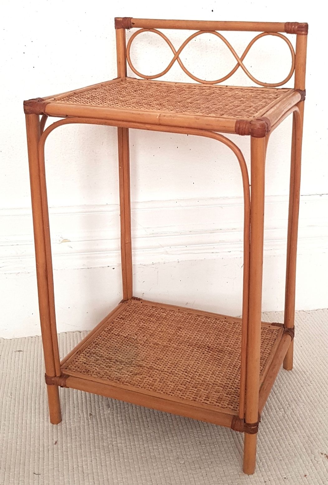 Furniture A Pair Of Mid Century Italian Bamboo & Rattan Bedside Tables photo
