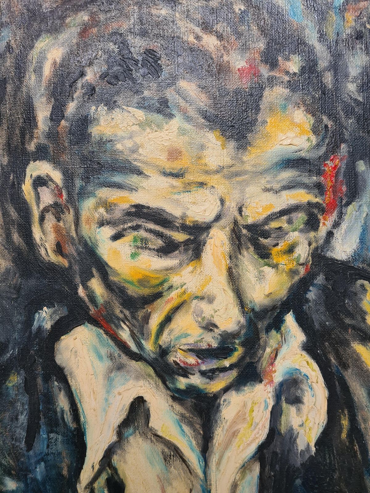 Midcentury Expressionist Portrait Painting, Oil On Canvas, Circle Ludwig Meidner From 1961 By Lirondo photo furniture