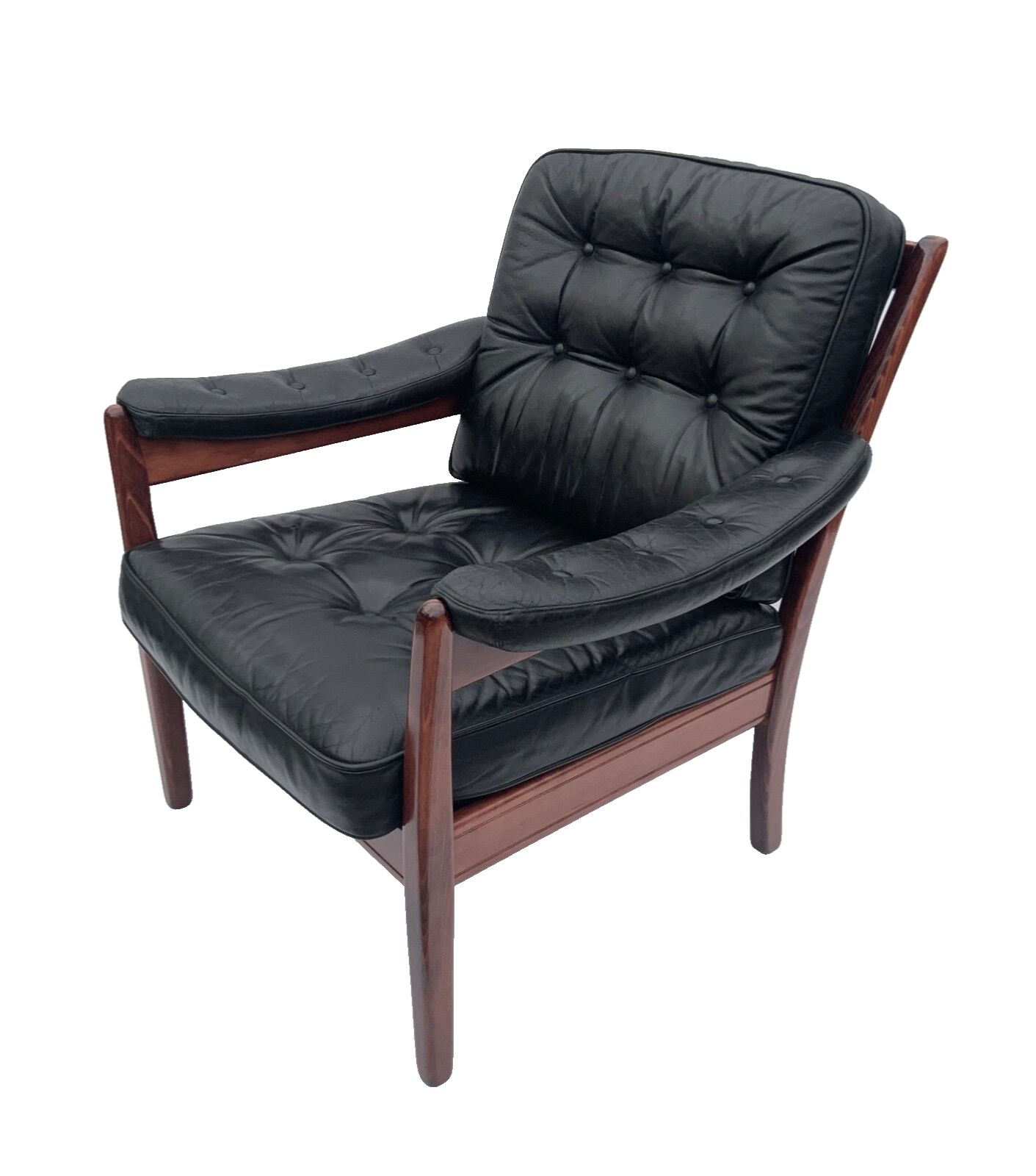 Vintage Black Leather Lounge Chair By Gote Mobler 1970s photo furniture
