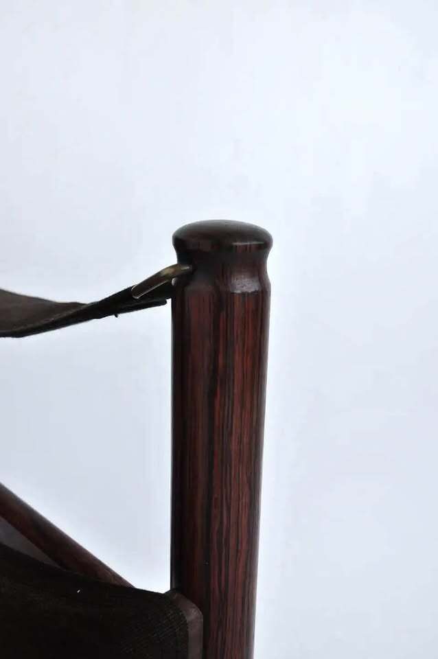 Pair Of Two Rare Erik Worts For Niels Eilersen Danish "Safari' Chairs In Black Leather photo Furniture