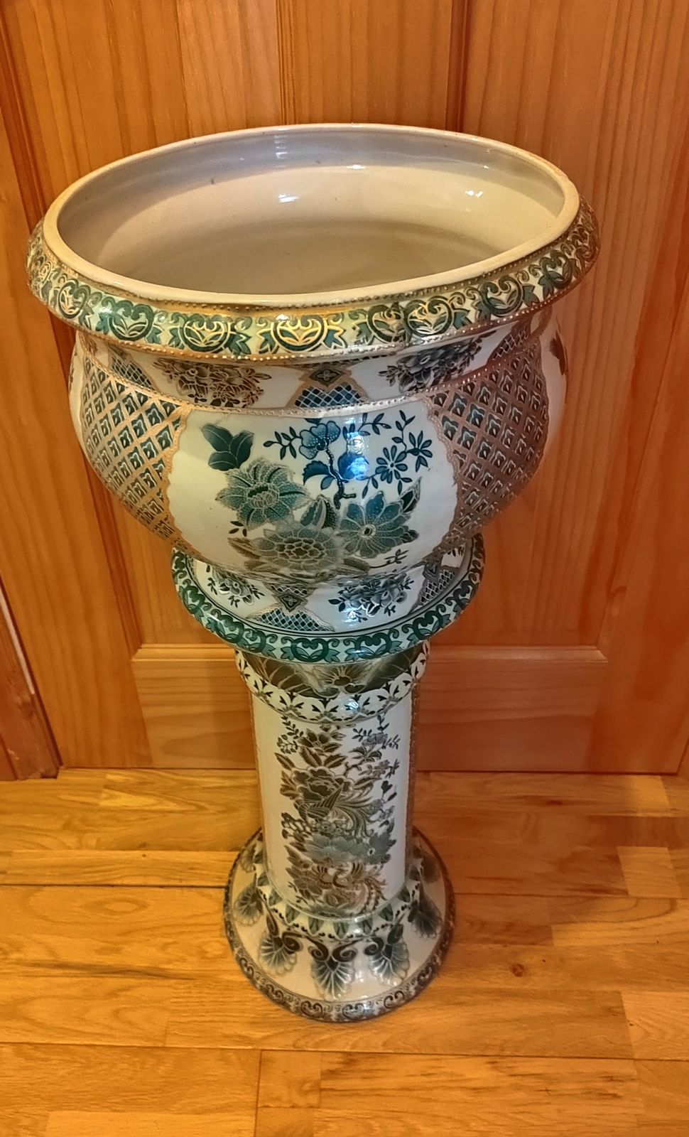 Vintage Jardiniere Plant Stand And Pot photo Garden Decor