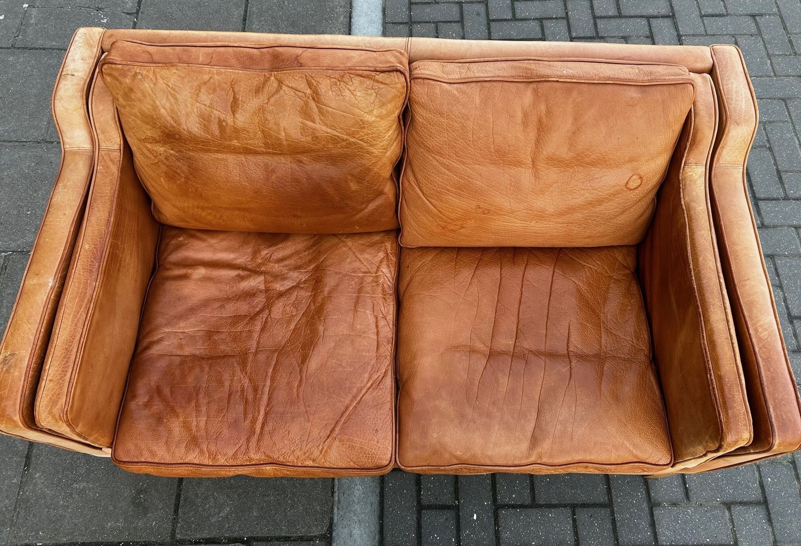 Danish 2 Seater Cognac Leather Colour Sofa photo for sale