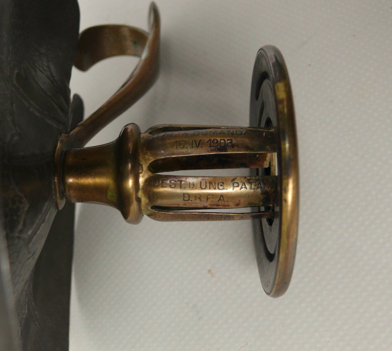 photo furniture Art Nouveau Hand Held Candleholder In Steel, Brass Plated, 1903