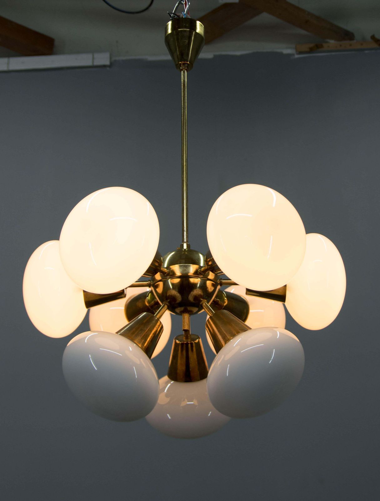Kamenicky Senov Sputnik Chandelier, 9 Flame, 1970s, Good Condition photo vintage