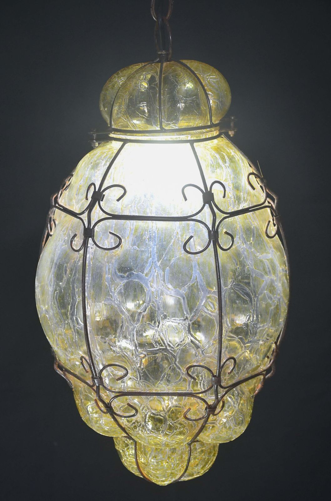 Wonderful Yellow Colour Venetian Lantern, Seguso Murano Glass, Italy, 1950s photo vintage