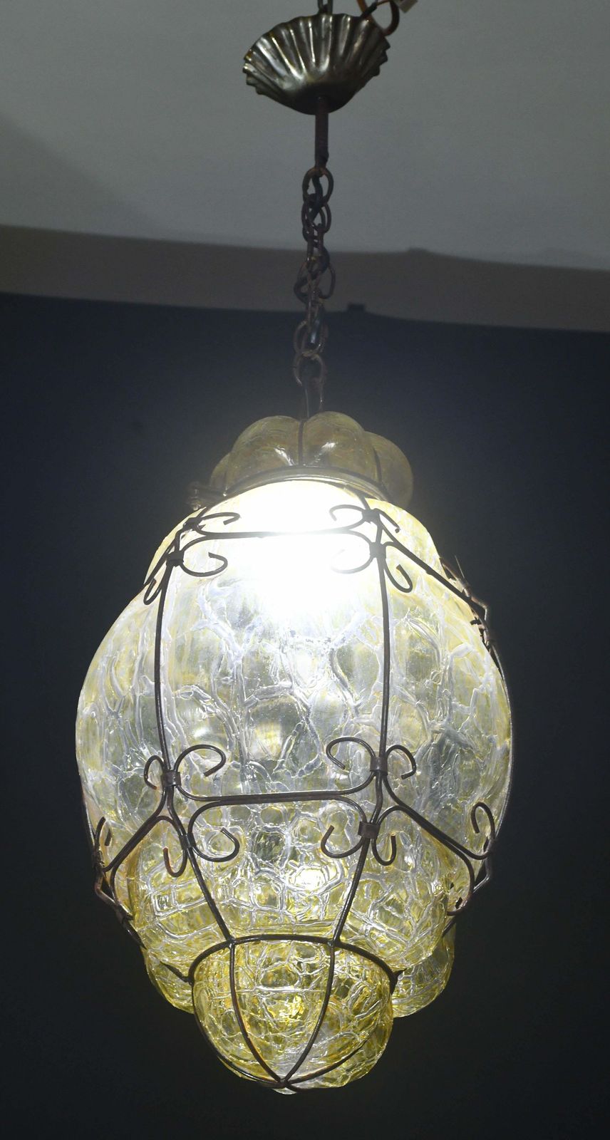 Lighting Wonderful Yellow Colour Venetian Lantern, Seguso Murano Glass, Italy, 1950s photo