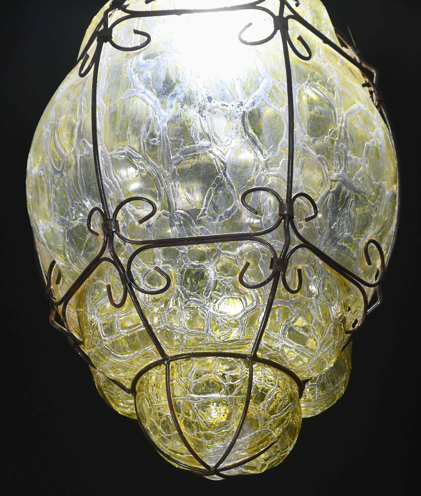 photo vinterior Wonderful Yellow Colour Venetian Lantern, Seguso Murano Glass, Italy, 1950s
