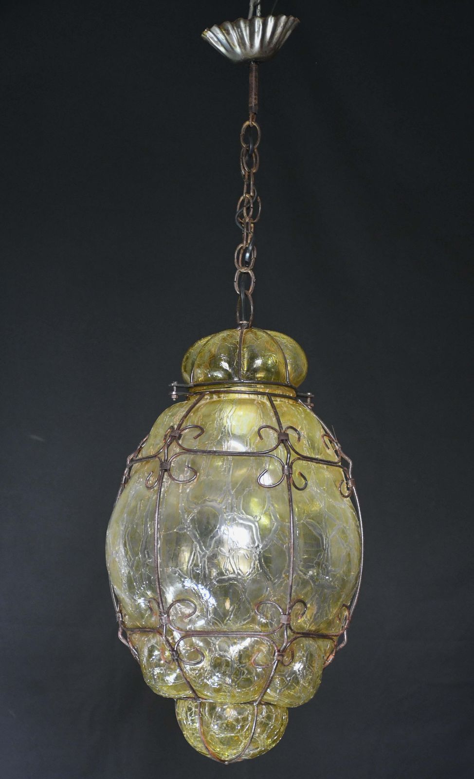 photo buy Wonderful Yellow Colour Venetian Lantern, Seguso Murano Glass, Italy, 1950s