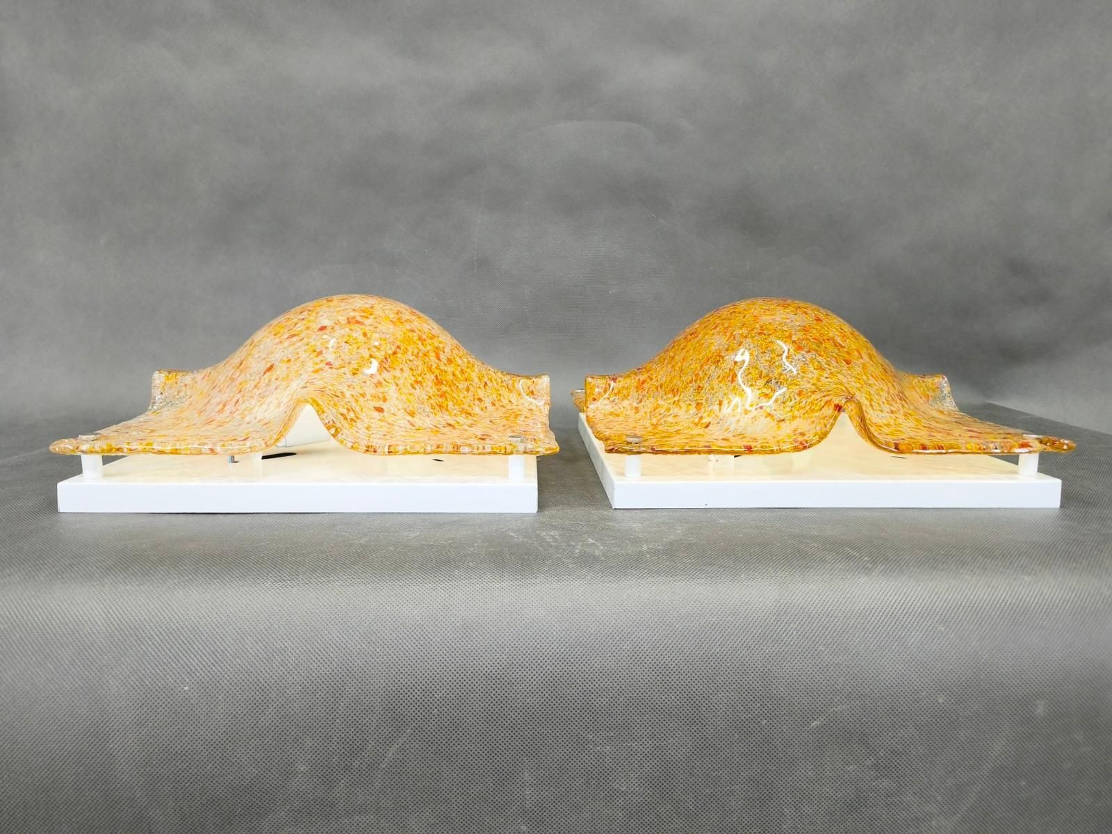 Pair Of Murano Glass Wall Lights By Toni Zuccheri For Mazzega, 1970s photo for sale