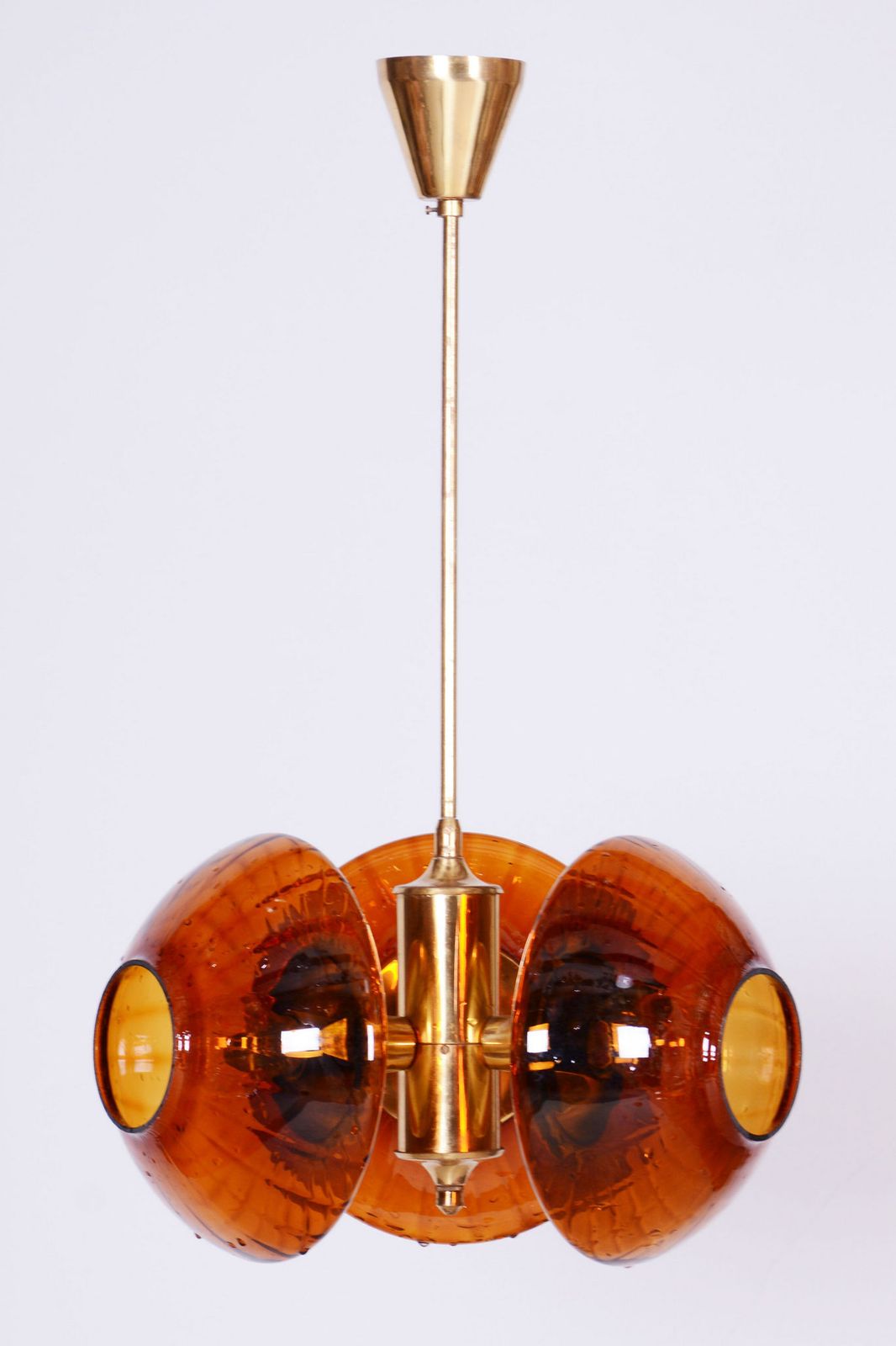 Restored Mid Century Chandelier, By Kamenický šenov, Brass, Glass, Czech, 1960s photo furniture