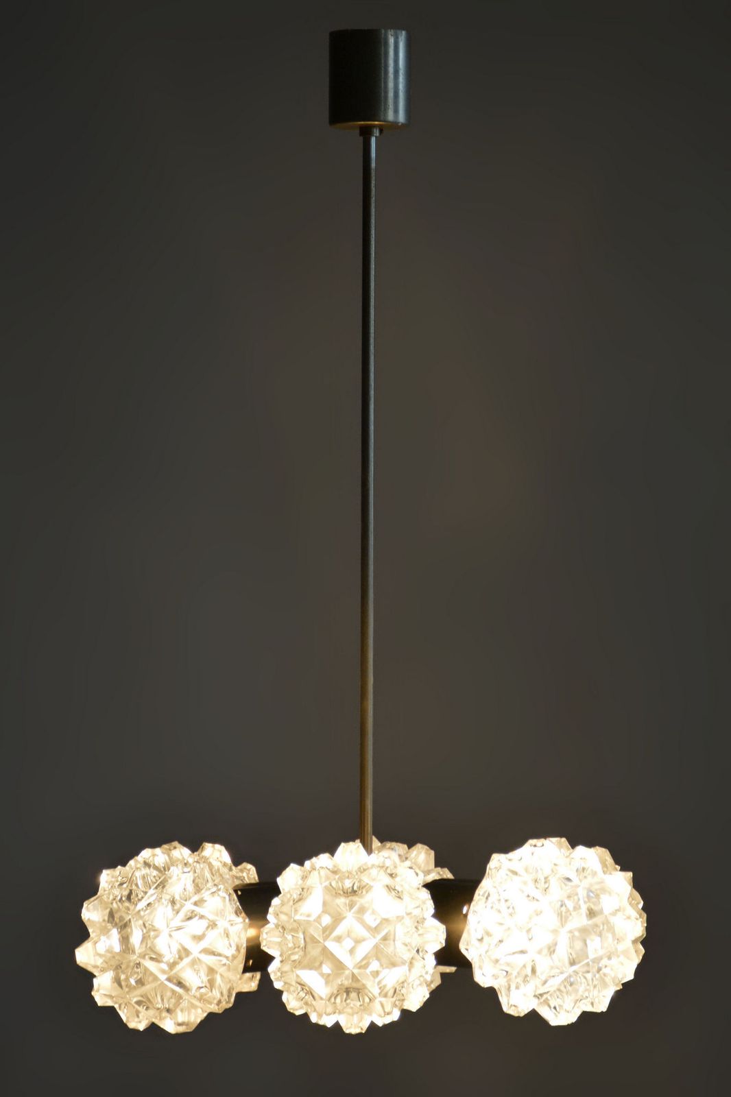 photo furniture Restored Mid Century Chandelier, By Kamenický šenov, Brass, Glass, Czech, 1960s