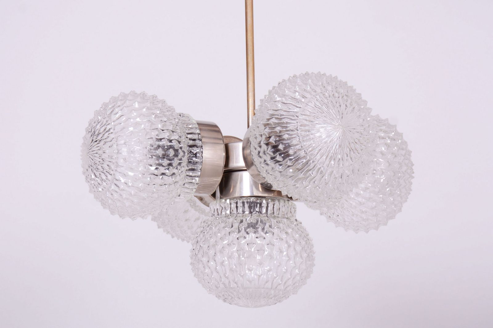 Restored Mid Century Chandelier, By Kamenický šenov, Brass, Glass, Czech, 1960s photo furniture