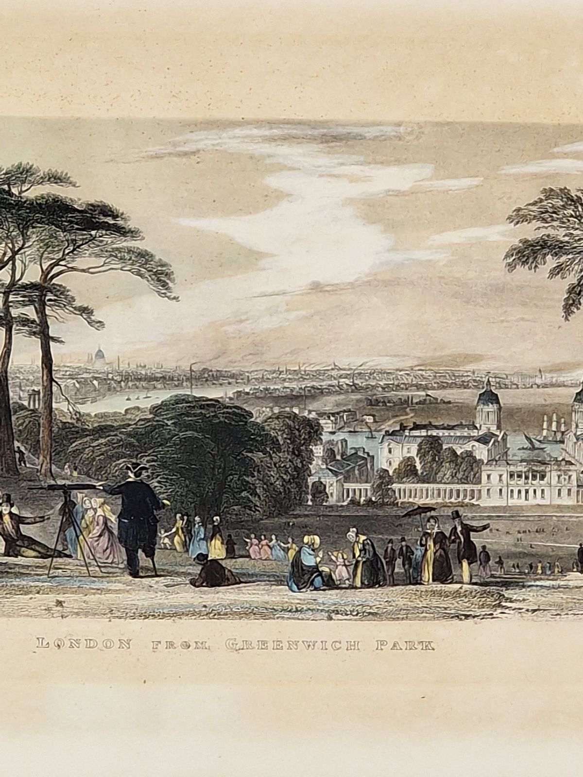 London From Greenwich Park By T.A Prior   19th Century Hand Coloured Etching photo 200.0