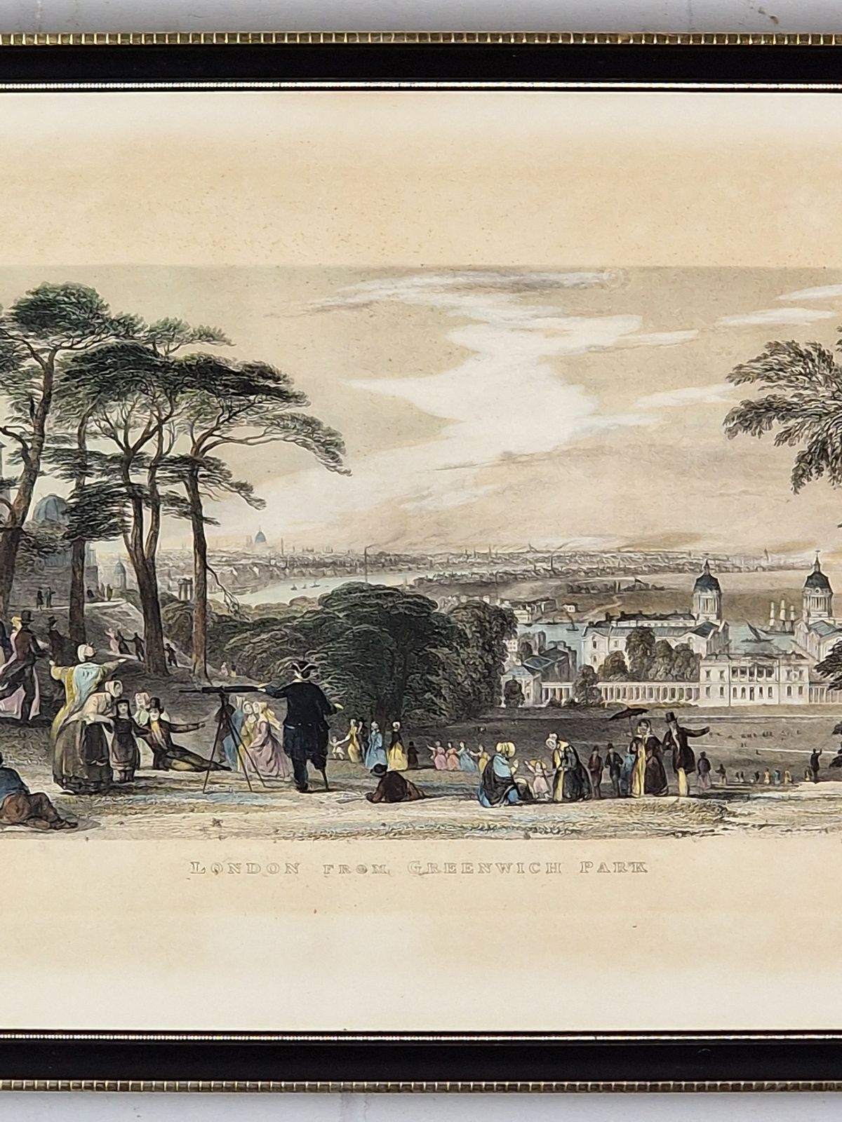London From Greenwich Park By T.A Prior   19th Century Hand Coloured Etching photo vinterior