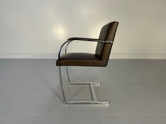photo furniture Pair Of Knoll Studio "Brno" Flat Bar Armchairs In Brown Leather