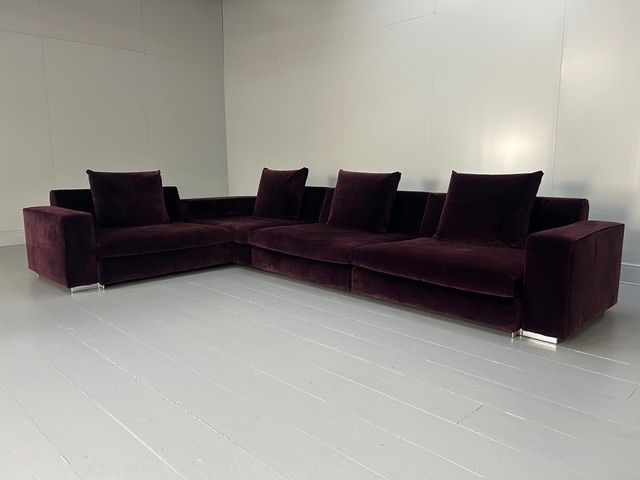 Molteni & C "Turner" L Shape Sectional Sofa In Aubergine Purple Velvet