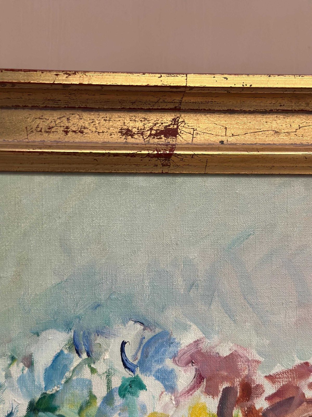 photo for sale Original Swedish Oil On Canvas – “Still Life With Flowers In Vase” By Jan Sonne (1909 96) 1980 – Vintage & Framed 76 × 65 Cm (29.9" × 25.6")