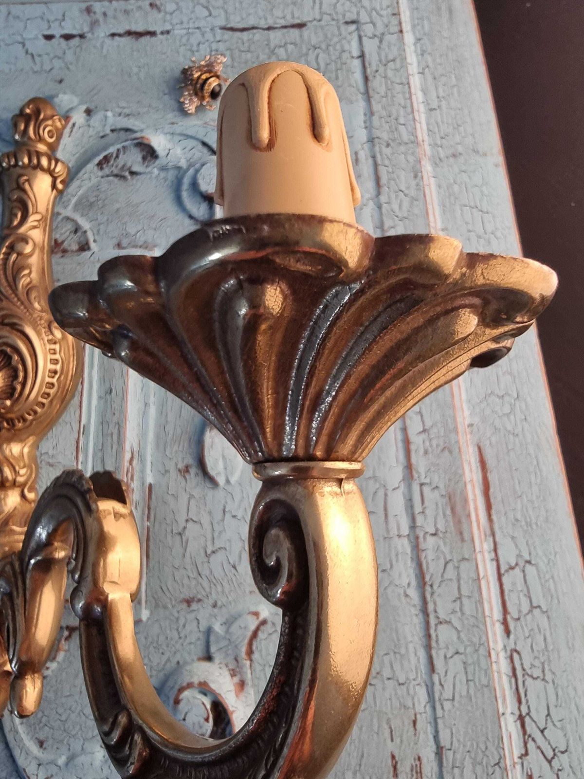 Solid Bronze Wall Light Sconces   Vintage French Bronze Wall Candle Sconces   Electric Wall Lighting   Chateau Decor photo Lighting