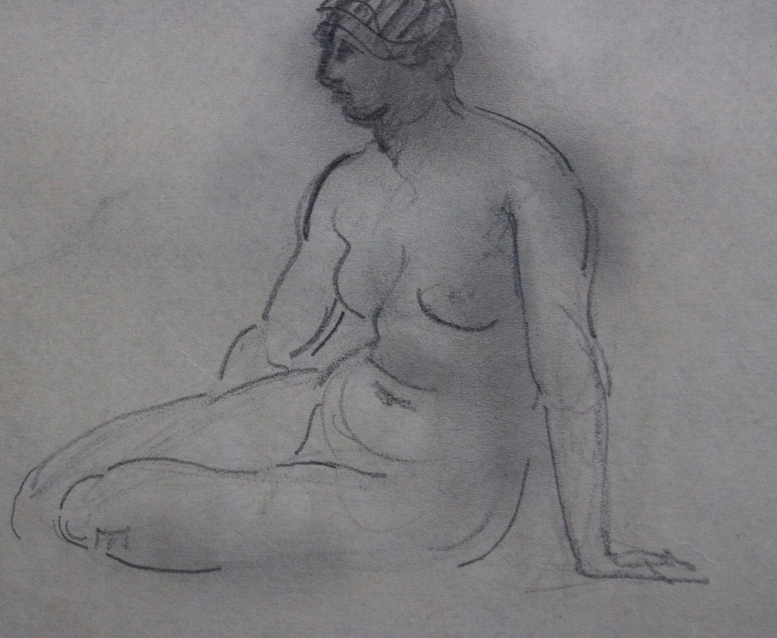 'Sketch Portrait Of Seated Nude' By Guillaume Dulac (Circa 1920s) photo vinterior