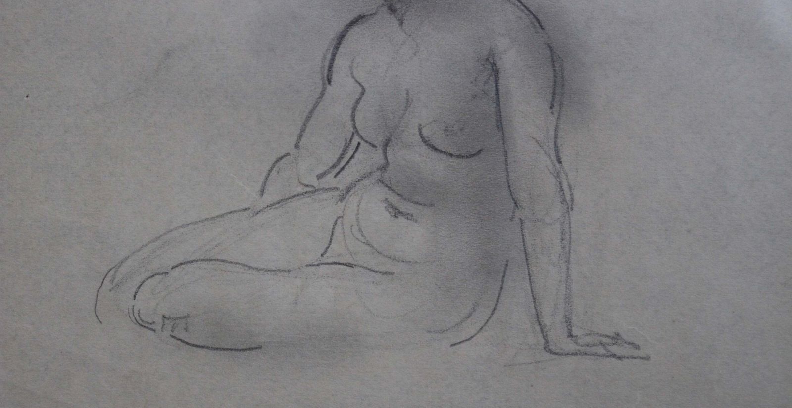 'Sketch Portrait Of Seated Nude' By Guillaume Dulac (Circa 1920s) photo vintage