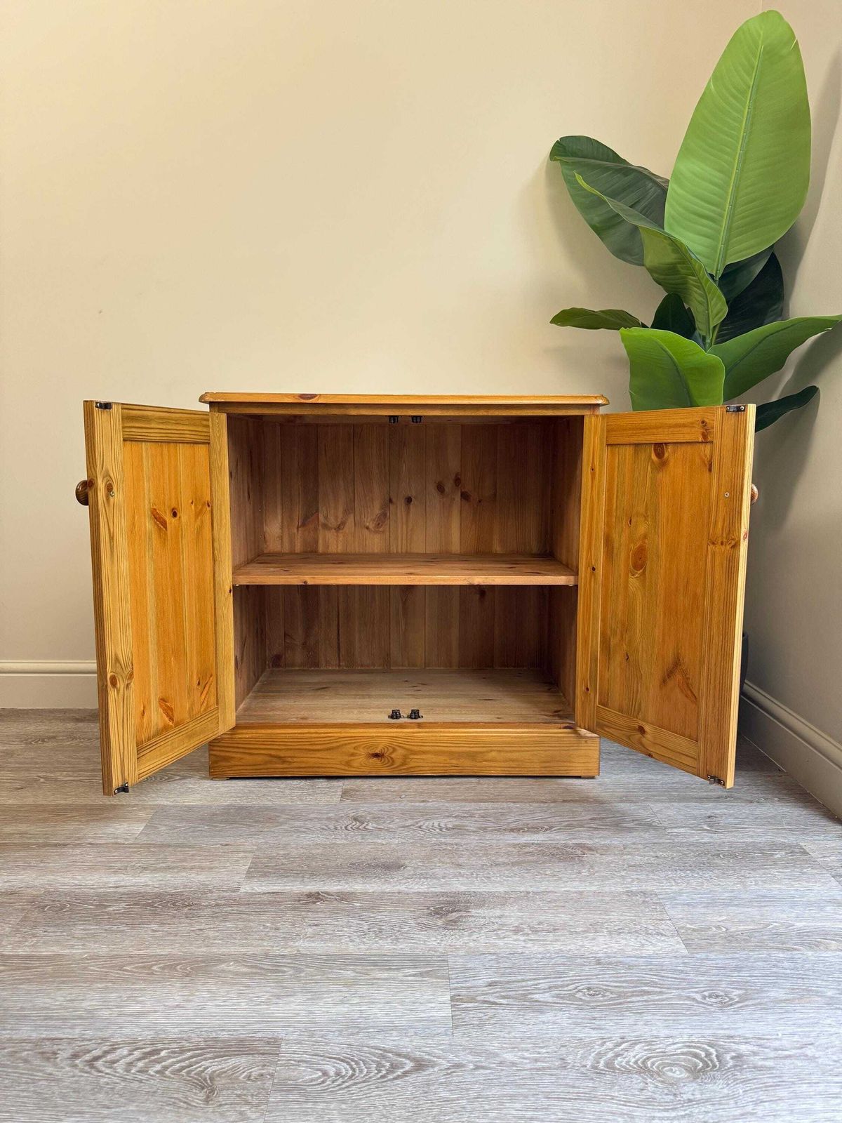 Furniture Farmhouse Pine Wooden Cabinet Record Games Cupboard photo