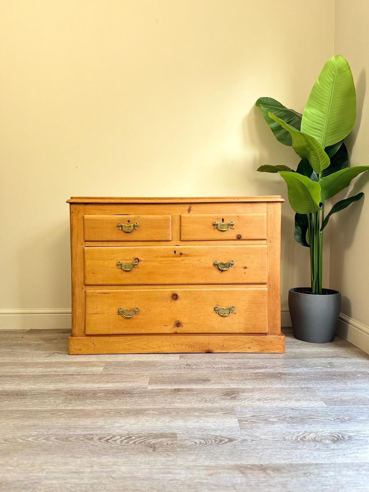 Antique Solid Pine Chest Of Drawers   Original Dovetail Design