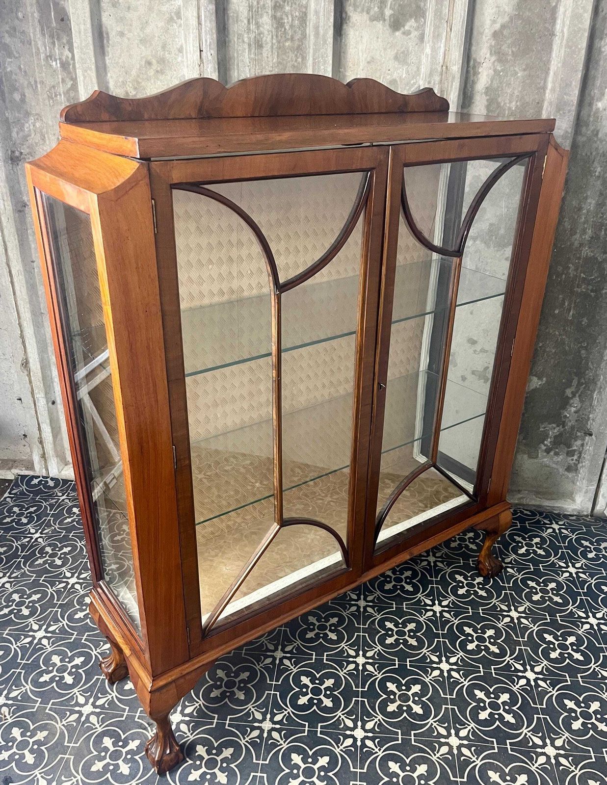 1930’s Walnut Mahogany Antique Art Deco Cocktail Display Cabinet photo furniture