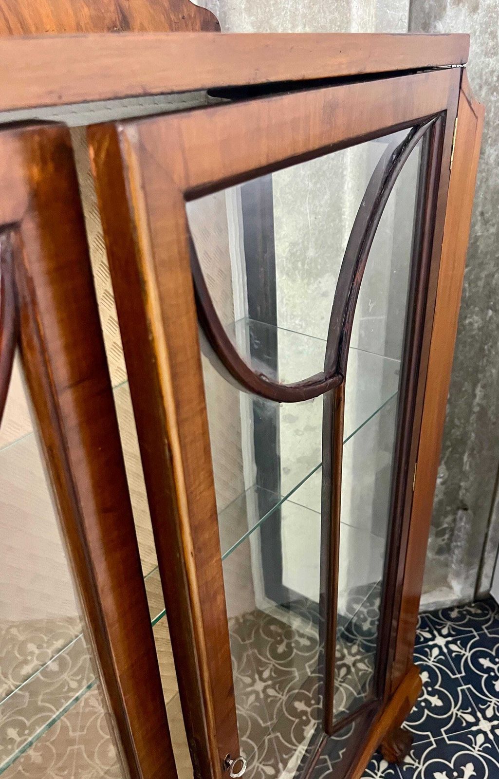 1930’s Walnut Mahogany Antique Art Deco Cocktail Display Cabinet photo buy