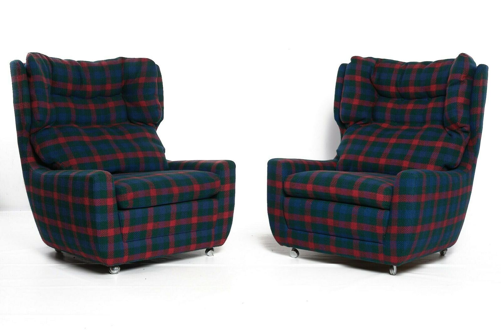 2 Armchairs By Carl Straub With Original Cover, 1960s Vintage, Wool Quilt photo furniture
