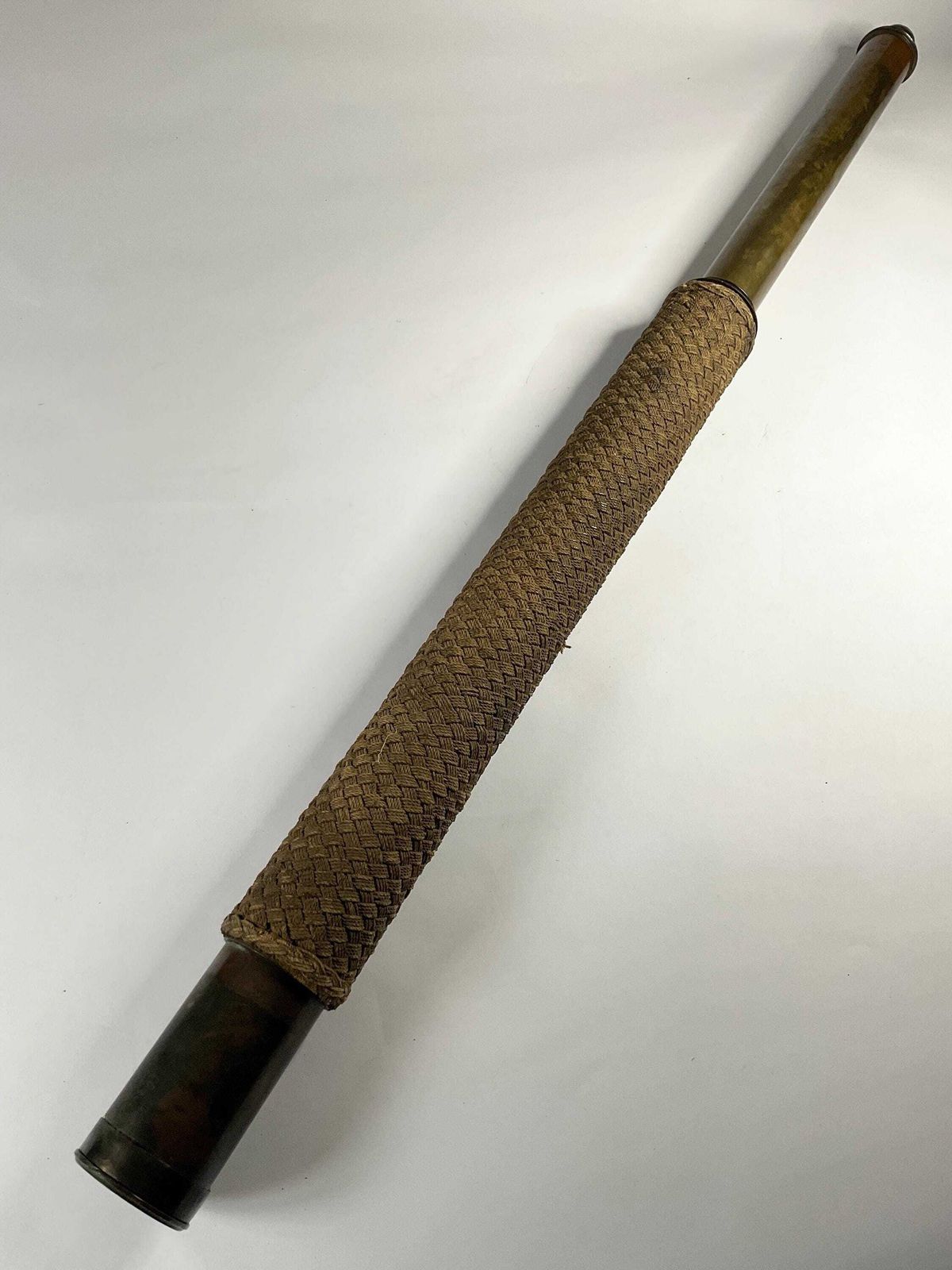 Antique 19thc French Naval Telescope – Legris Opticien, Le Havre – Ropework Grip – 1.04m photo furniture