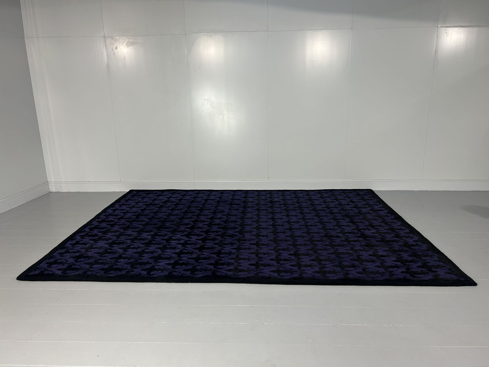 Pair Of Modern Design Black And Purple Motif Large Rugs In Wool   3m X 4m photo furniture