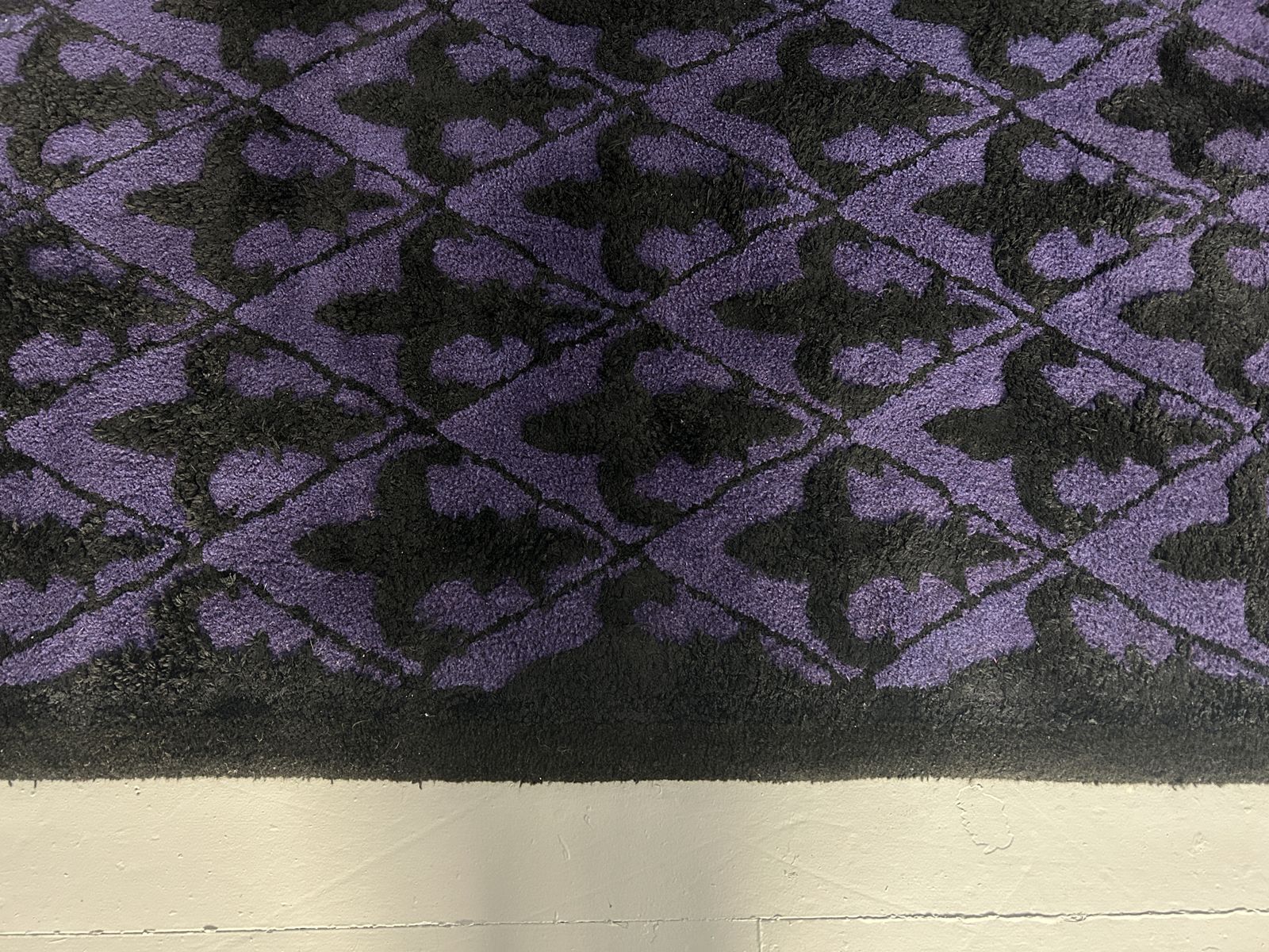Pair Of Modern Design Black And Purple Motif Large Rugs In Wool   3m X 4m photo vintage