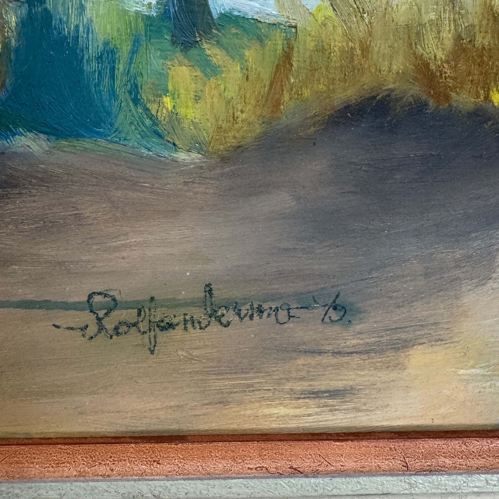 The Two Trees, 1949. Vintage Swedish Oil Painting. photo Art