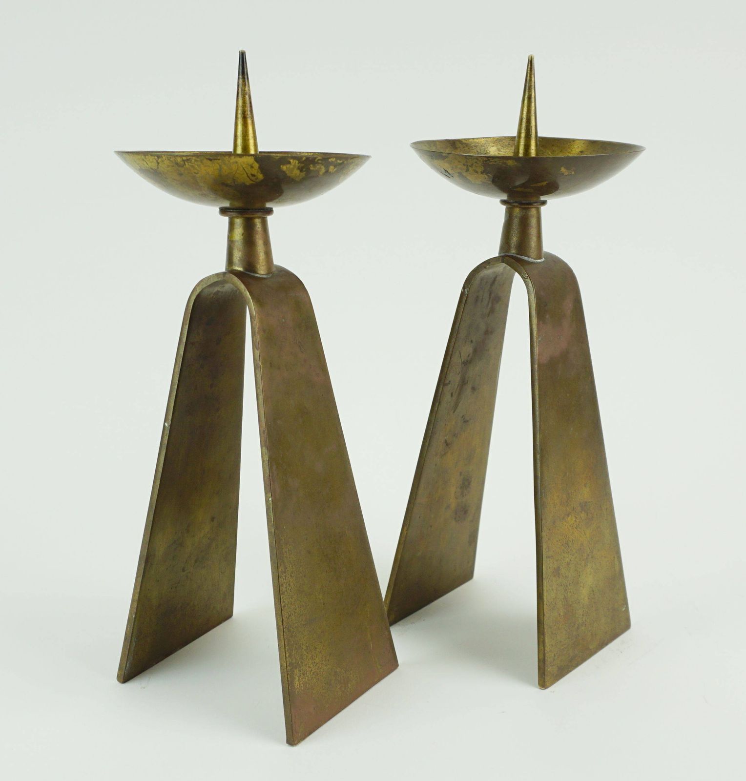 photo for sale Pair Of Mid Century Modern Style Brass Candlesticks From The 1950s/60s