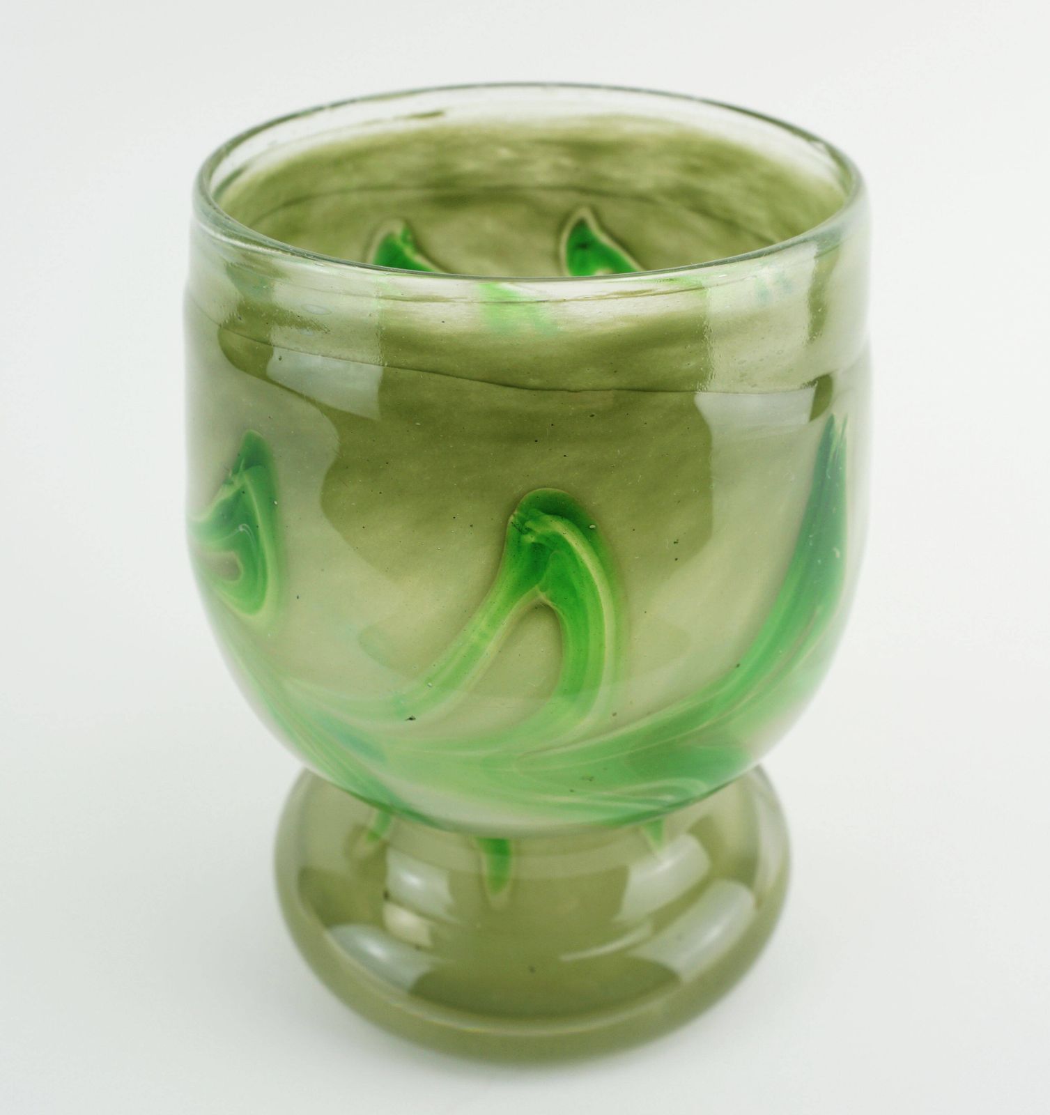 Vintage Glass Vase By Erwin Eisch, Various Shades Of Green And Clear Glass photo for sale